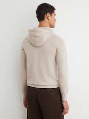 Reiss Stone Mouline Holland Merino Wool Drawstring Hoodie - Image 5 of 6