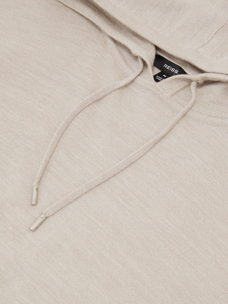 Reiss Stone Mouline Holland Merino Wool Drawstring Hoodie - Image 6 of 6 Reiss Stone Mouline Holland Merino Wool Drawstring Hoodie - Image 6 of 6