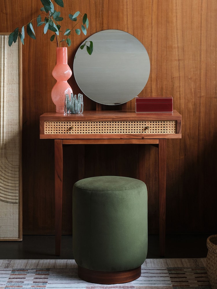 Swoon Mid Brown Raphia Acacia Wood One Drawer Dressing Table - Image 1 of 7