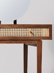 Swoon Mid Brown Raphia Acacia Wood One Drawer Dressing Table - Image 5 of 7