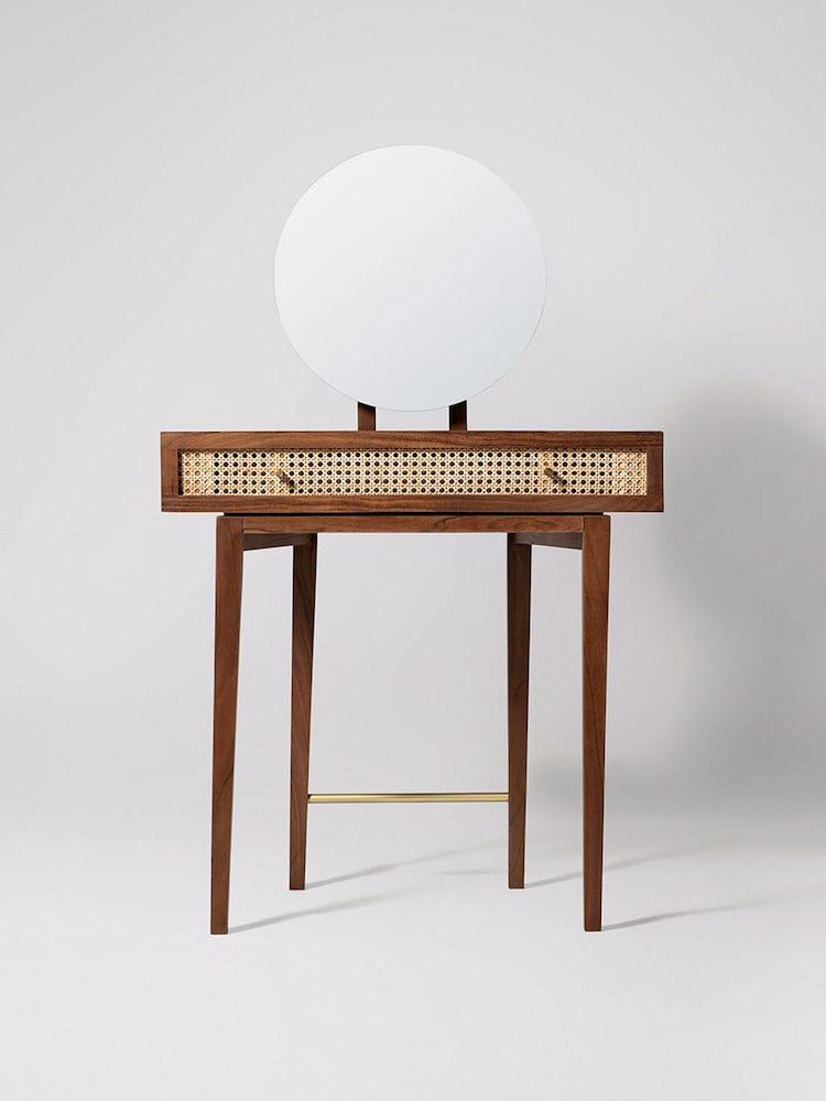 Swoon Mid Brown Raphia Acacia Wood One Drawer Dressing Table - Image 7 of 7