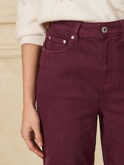 Burgundy Red - High Rise Stretch Wide Leg Jeans - Larawan 4 ng 8