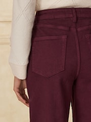 Burgundy Red - High Rise Stretch Wide Leg Jeans - Larawan 5 ng 8