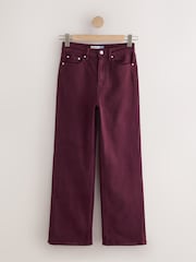 Burgundy Red - High Rise Stretch Wide Leg Jeans - Larawan 6 ng 8