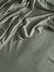 Bedfolk Moss Relaxed Cotton Deep Fitted Sheet - Image 2 of 4