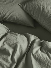 Bedfolk Moss Relaxed Cotton Deep Fitted Sheet - Image 3 of 4