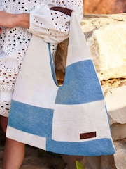 ブルー - Seaspray Calala パッチワーク ビーチバッグ & 財布 セット - 画像 2 / 3