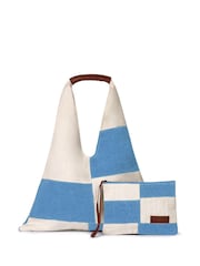 ブルー - Seaspray Calala パッチワーク ビーチバッグ & 財布 セット - 画像 3 / 3