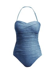 Seaspray Blue Esme Metallised Fiber Twist-Bust Bandeau Swimsuit - Image 6 of 6