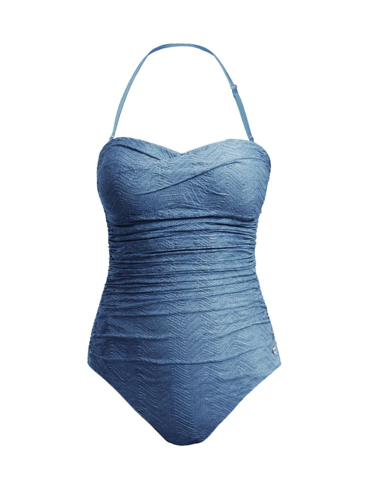 Seaspray Blue Esme Metallised Fiber Twist-Bust Bandeau Swimsuit - Image 6 of 6
