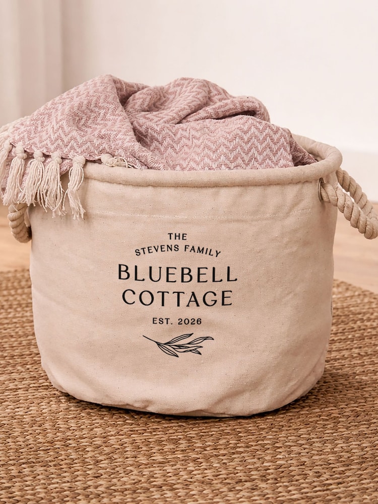 Personalised Canvas Home Storage Basket by No Ordinary Gift - Image 1 of 1 Personalised Canvas Home Storage Basket by No Ordinary Gift - Image 1 of 1