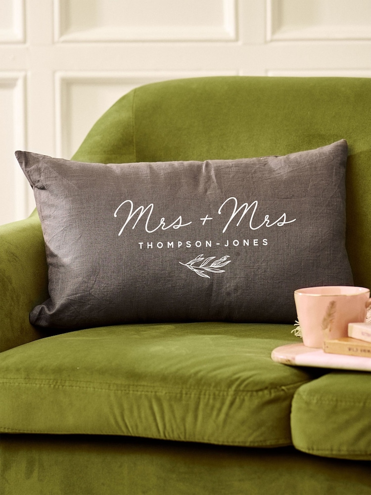 Personalised Couples Wedding Cushion by No Ordinary Gift - Image 1 of 3 Personalised Couples Wedding Cushion by No Ordinary Gift - Image 1 of 3