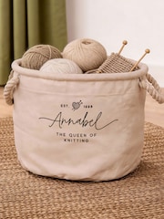 Personalised Knitting Canvas Storage Basket by No Ordinary Gift - Image 1 of 3