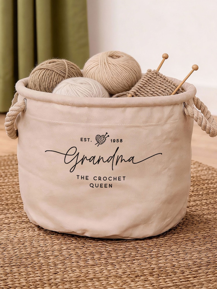 Personalised Knitting Canvas Storage Basket by No Ordinary Gift - Image 2 of 3