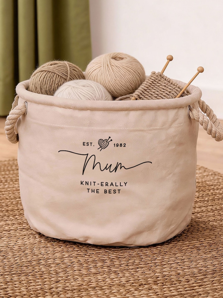 Personalised Knitting Canvas Storage Basket by No Ordinary Gift - Image 3 of 3