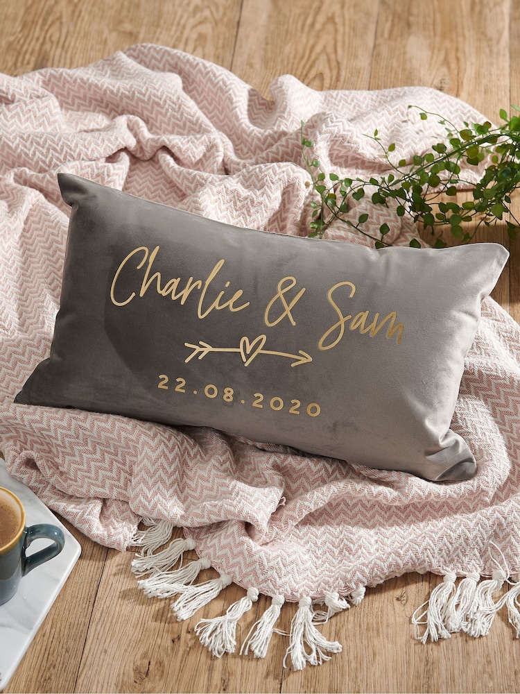 Personalised Engagement Velvet Cushion by No Ordinary Gift - Image 1 of 2