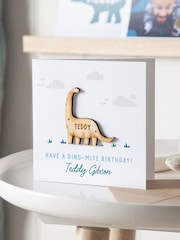 Wooden Dinosaur Birthday Card by No Ordinary Gift - Image 1 of 1