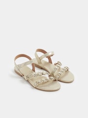 Yours Curve Gold Extra Wide Fit Ditsy Floral Sandals - Image 3 of 5
