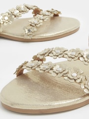 Yours Curve Gold Extra Wide Fit Ditsy Floral Sandals - Image 5 of 5