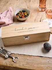 Personalised Couples Names Wooden Wine Box by No Ordinary Gift - Image 1 of 1