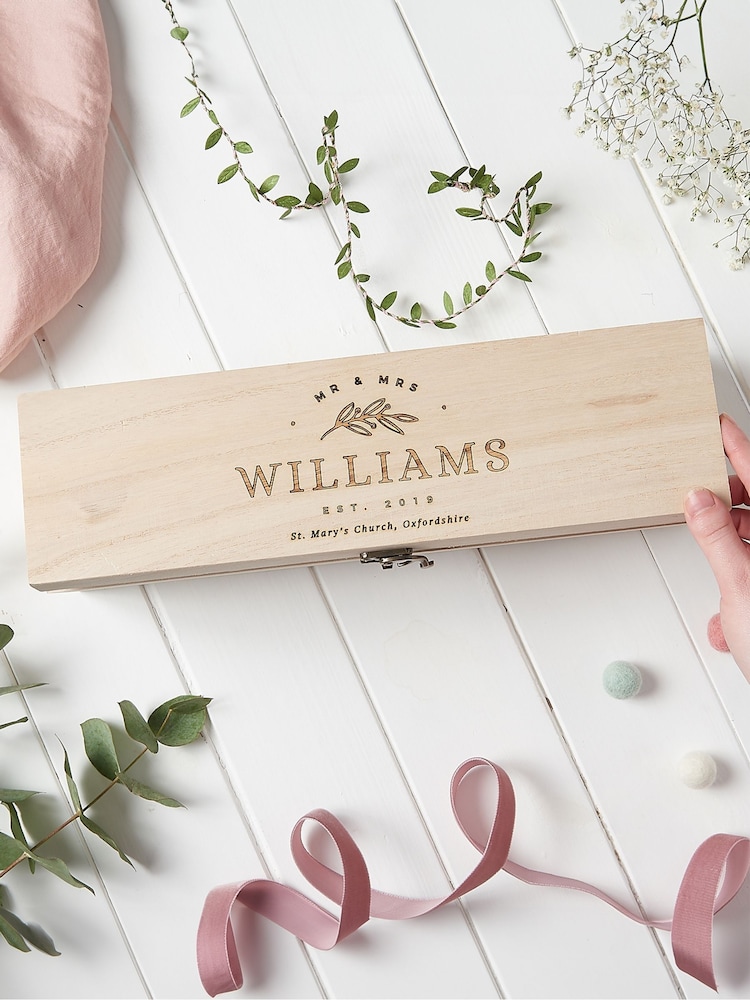 Engraved Wooden Wedding Wine Box by No Ordinary Gift - Image 1 of 1