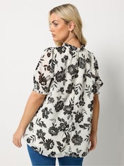 Yours Curve White Frill Neck Lined Blouse - Image 3 of 5