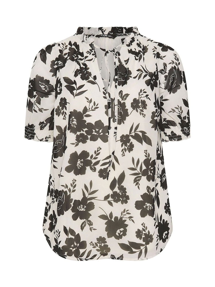 Yours Curve White Frill Neck Lined Blouse - Image 5 of 5