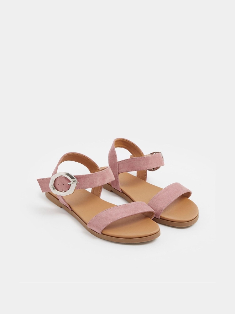 Yours Curve Pink Wide Fit Buckle Detail Sandals - Image 2 of 5