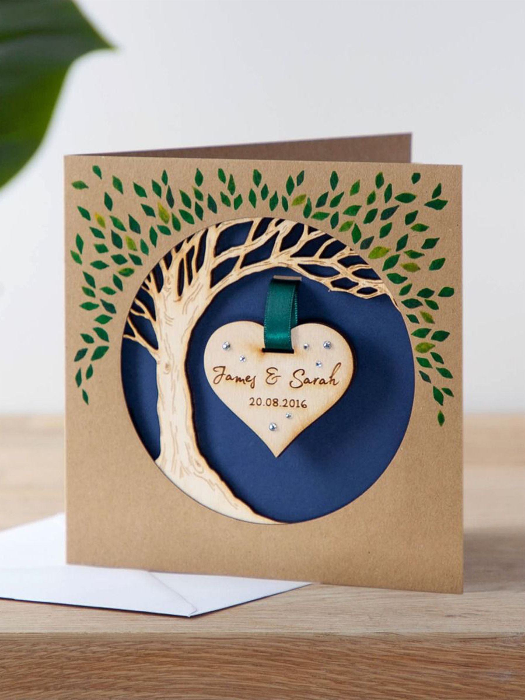 Buy Wooden Anniversary Hanging Heart Tree Keepsake Card by No Ordinary ...