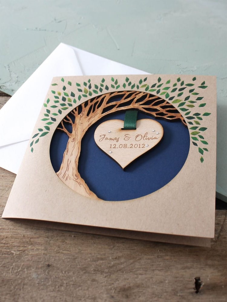Wooden Anniversary Hanging Heart Tree Keepsake Card by No Ordinary Gift - Image 2 of 2