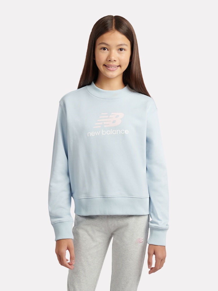 New Balance Blue FT Stacked Logo Crew Neck Sweat Top - Image 1 of 8