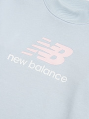 New Balance Blue FT Stacked Logo Crew Neck Sweat Top - Image 8 of 8