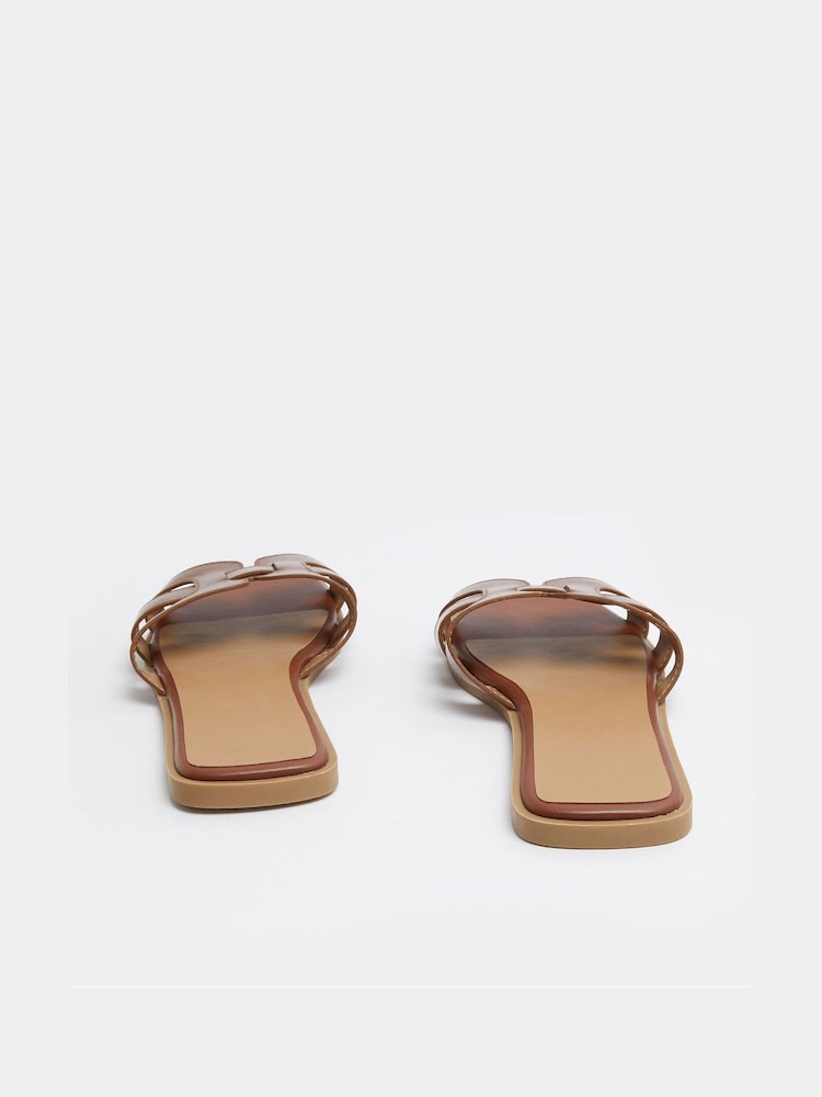 Yours Curve Dark Brown Wide Fit Cut Out Mule Sandals - Image 2 of 2