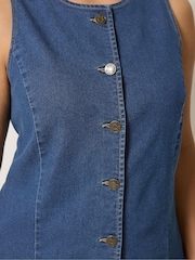 Yours Curve Bleach Blue Elongated Denim Waistcoat - Image 4 of 5