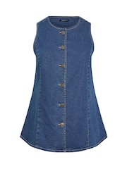 Yours Curve Bleach Blue Elongated Denim Waistcoat - Image 5 of 5