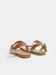 Yours Curve Brown Wide Fit Croc Buckle Detail Sandals - Image 2 of 3