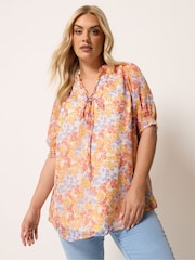 Yours Curve Off White Frill Neck Lined Blouse - Image 1 of 5