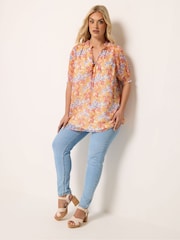 Yours Curve Off White Frill Neck Lined Blouse - Image 3 of 5