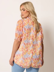 Yours Curve Off White Frill Neck Lined Blouse - Image 4 of 5