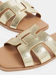 Yours Curve Gold Extra Wide Fit Cut Out Mule Sandals - Image 3 of 3