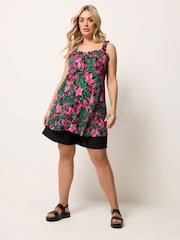 Yours Curve Black Frilled Vest Top - Image 2 of 5