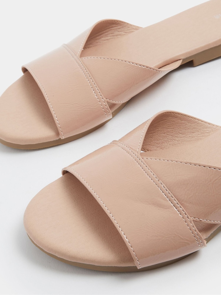 Yours Curve Natural Wide Fit Faux Leather Mule Sandals - Image 5 of 5