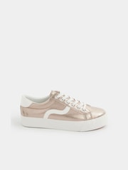Yours Curve Gold Extra Wide Fit Faux Leather Trainers - Image 4 of 5