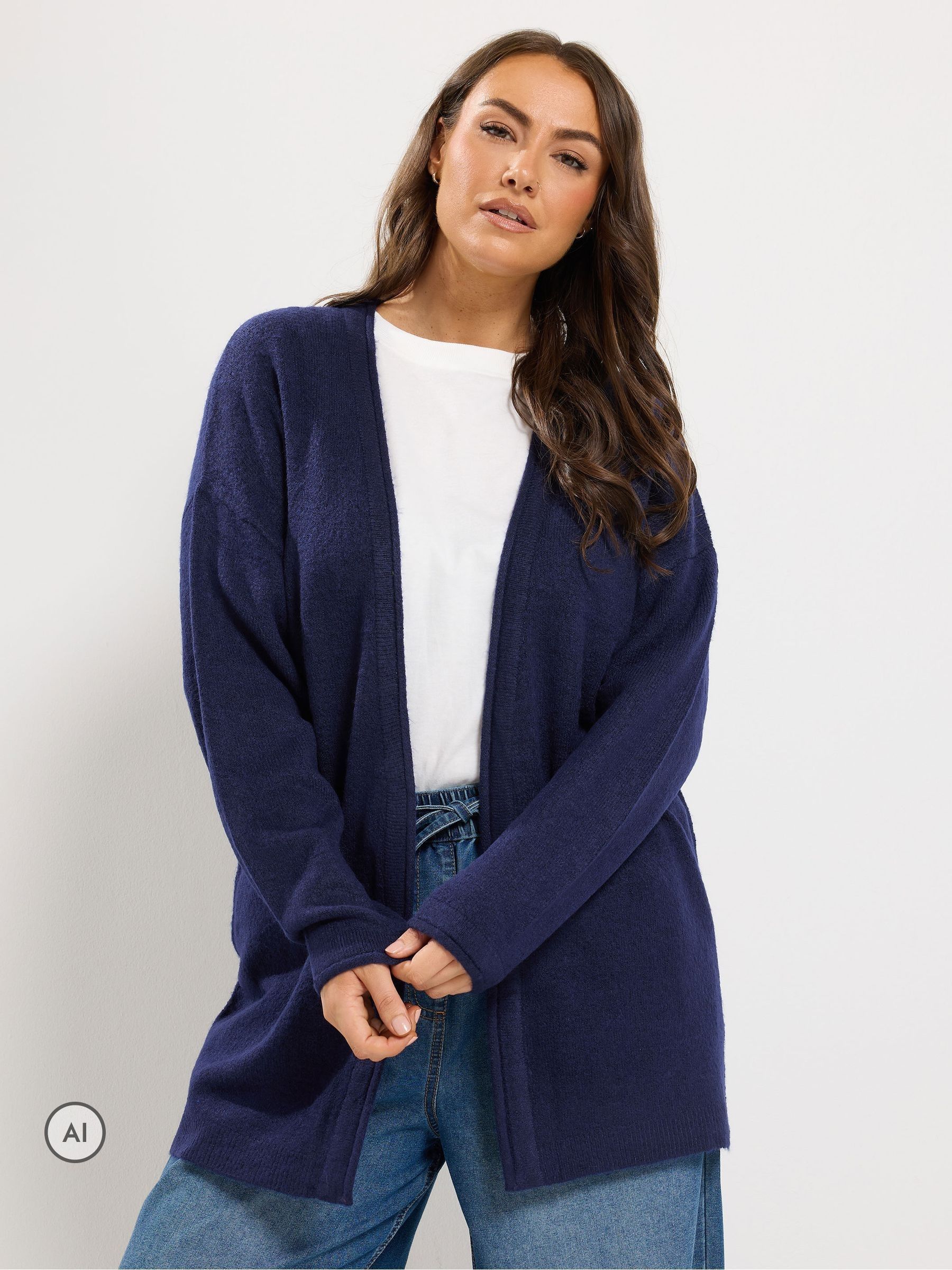 Yours Curve Women's Navy Blue Soft Touch Cardigan