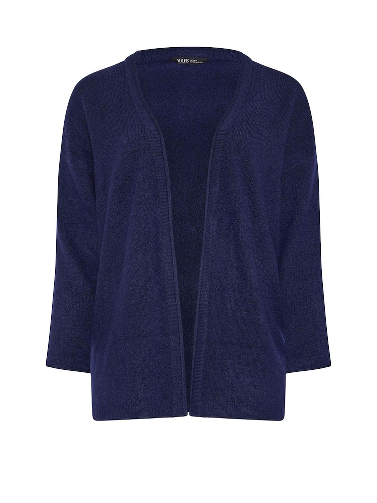 Yours Curve Blue Essential Knitted Cardigan - Image 5 of 5 Yours Curve Blue Essential Knitted Cardigan - Image 5 of 5