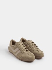 Yours Curve Brown Extra-Wide Fit Low Retro Stripe Trainers - Image 2 of 5