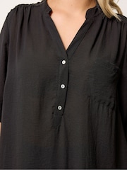 Yours Curve Black Half Placket Shirt - Image 4 of 5