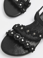 Yours Curve Black Wide Fit Ditsy Floral Sandals - Image 4 of 4