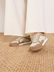 Yours Curve Natural Extra-Wide Fit Panelled Runner Trainers - Image 1 of 1