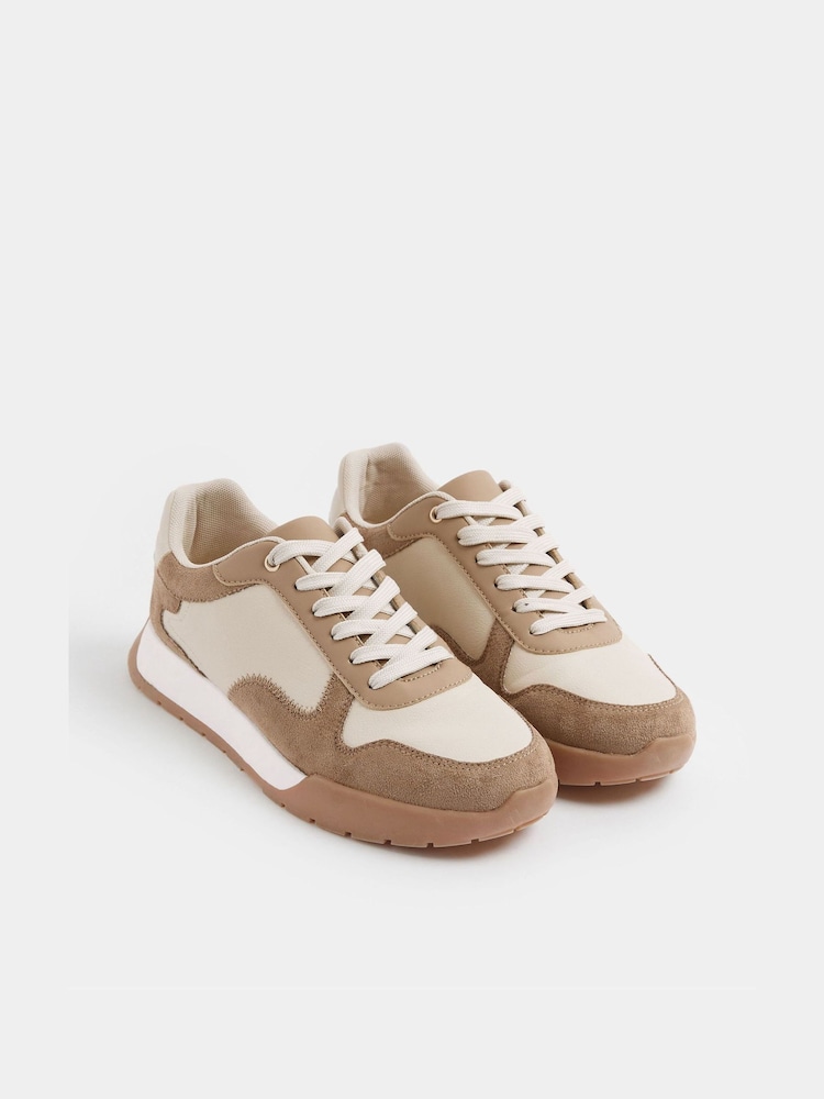 Přírodní - Yours Curve Extra-Wide Fit Panelled Runner Trainers - Obrázek 2 z 5